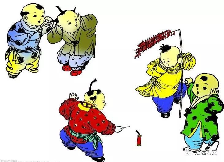 六叔公放鞭的简单图片